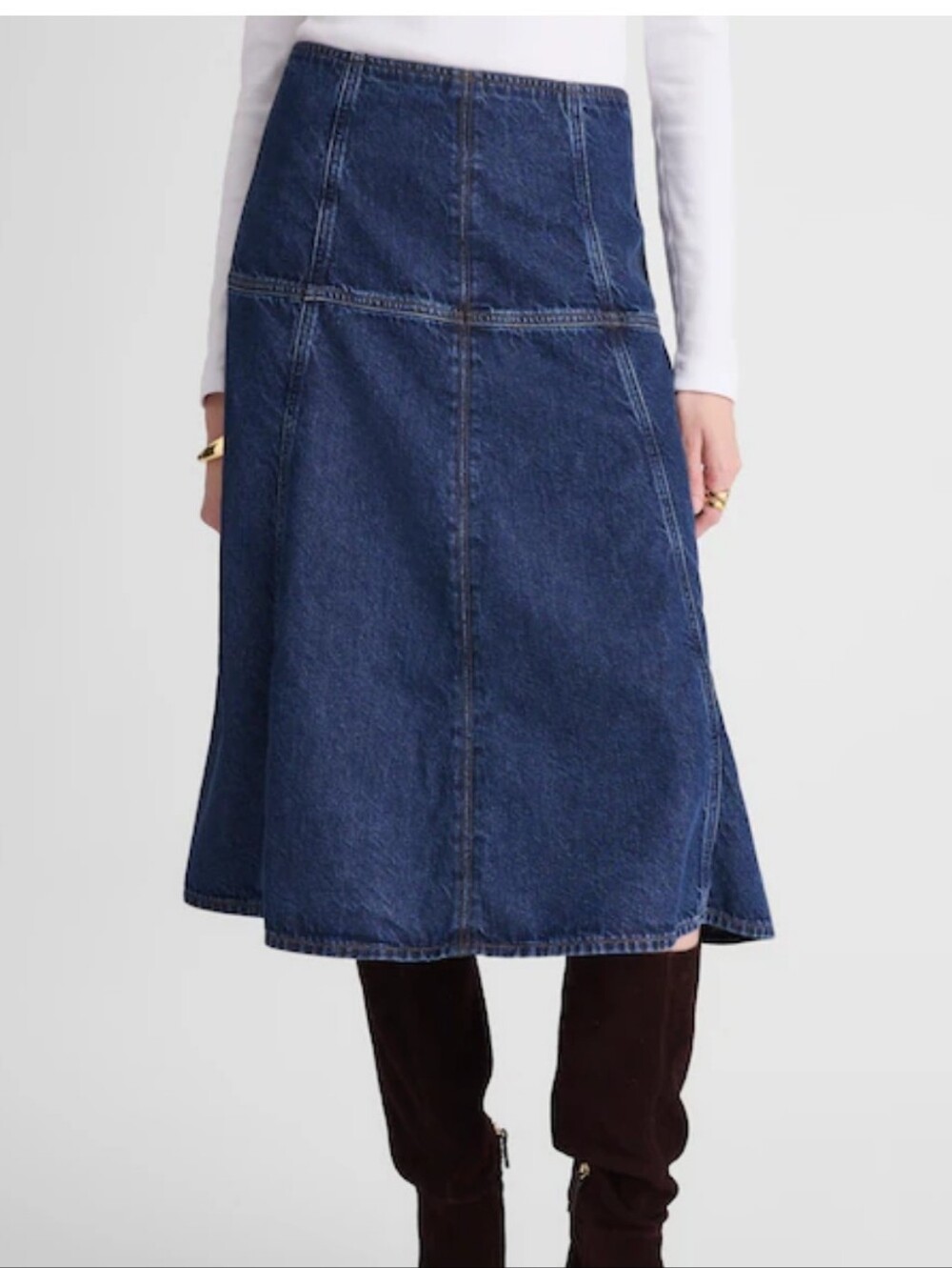 New Madewell Drop-Waist Denim Midi Skirt McKinney Wash rigid 24 00 Zipper REPAIR